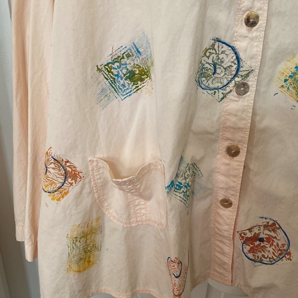 Original Handmade Smock Style Button Down Blouse Top by Designer Jeanie O’Neill. - Picture 3 of 7